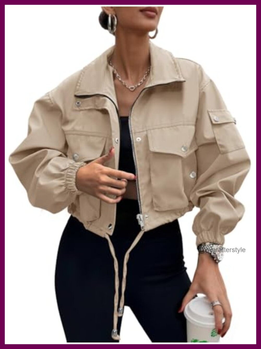 UEAL Womens Lightweight Cropped Bomber Jacket with Pockets